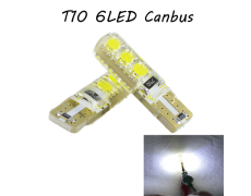 Led лампа SLS LED с обманкой can модуля, цоколь W5W(T10) 6 led 5050, в силиконе, 12-14 В. 5000K